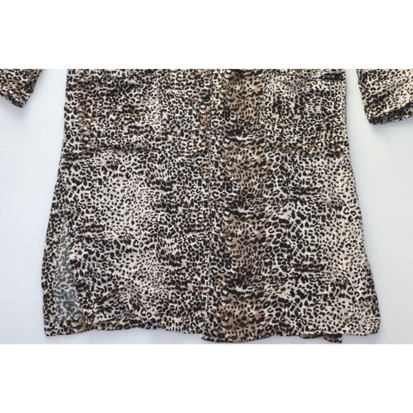 Wild Honey Womens Leopard Print Open Front Duster Jacket Vintage Safari Chic - Picture 5 of 9
